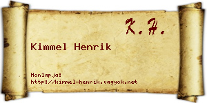 Kimmel Henrik névjegykártya